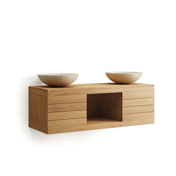 Madal tiikpuidust valamukapp 120x40 cm Yenit - Kave Home-image-2