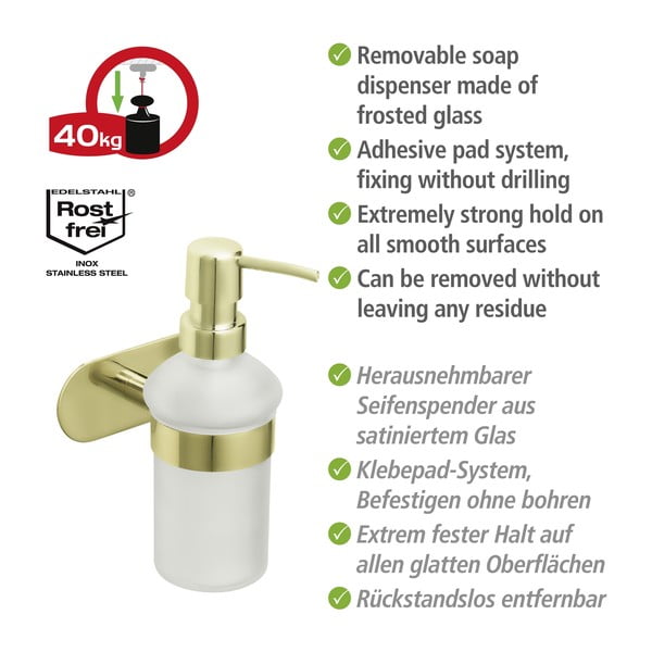 Roostevabast terasest kuldset värvi isehoidev seebidosaator 0,2 l Orea Gold - Wenko-image-4