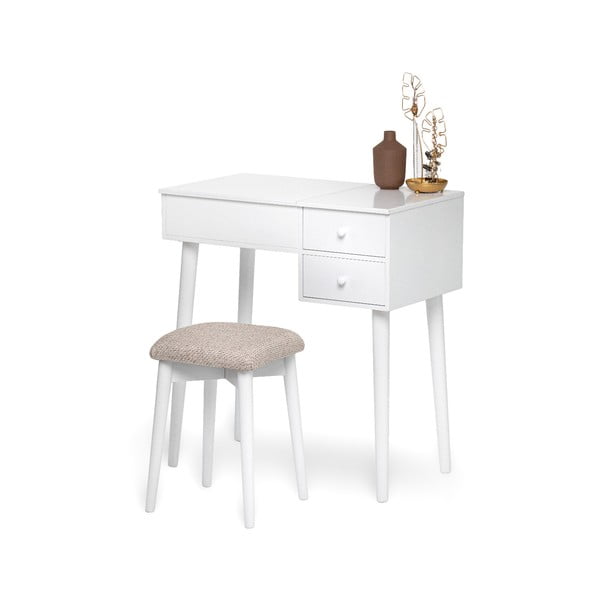 Valge garderoobilaud koos peegli, ehtekarbi ja 2 sahtliga Beauty - Bonami Essentials-image-1