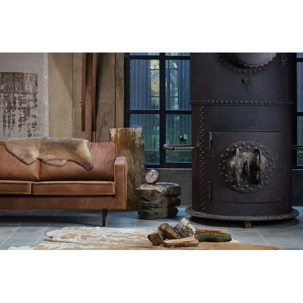 Pruun diivan taaskasutatud nahast kattega , 190 cm Rodeo - WOOOD-image-4