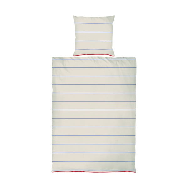 Sinine-beež puuvill-satiinist voodipesu üheinimesevoodile 140x200 cm Align - Mette Ditmer Denmark