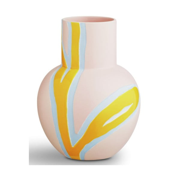 Růžovo-žlutá kameninová váza Kähler Design Fiora