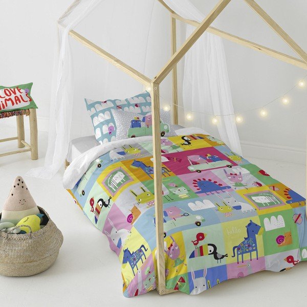 Laste puuvillane voodipesu Patchwork, 140 x 200 cm Patchwork Animal - Moshi Moshi-image-4