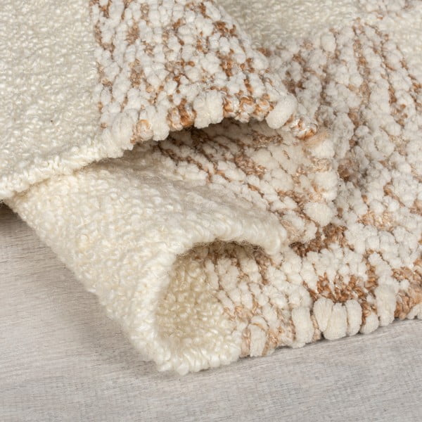 Kreem käsitsi kootud villasegu vaip 160x230 cm Eric Checkboard - Flair Rugs-image-2