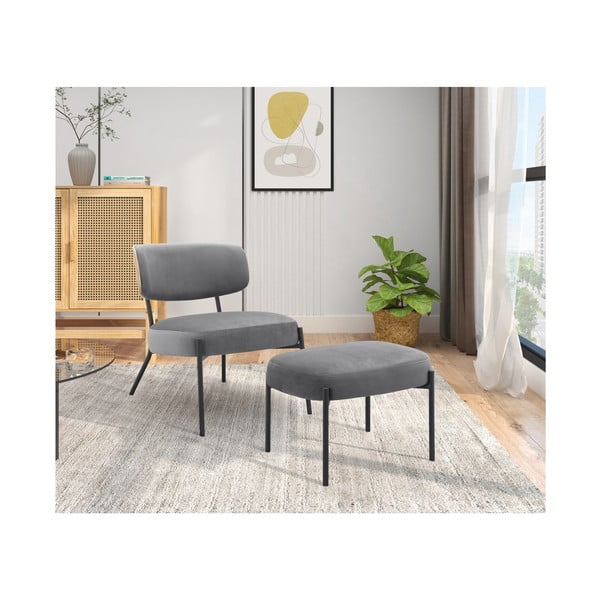 Hall sametist tugitool koos jalatoega Jerry - Støraa-image-2