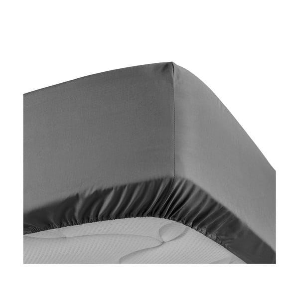 Antratsiitne puuvill-perkalist kummiga lina 90x190 cm Percaline - douceur d'intérieur-image-3