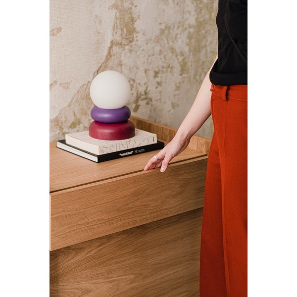 Punane/lilla laualamp täispuidust klaasist varjuga (kõrgus 24 cm) Otem - noo.ma-image-3