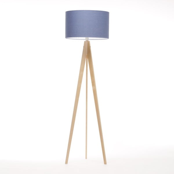 Modrá stojací lampa 4room Artista, přírodní bříza, 150 cm