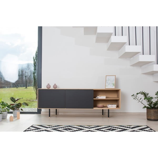 Tammepuidust TV-kapp 180x64 cm Fina – Gazzda-image-1