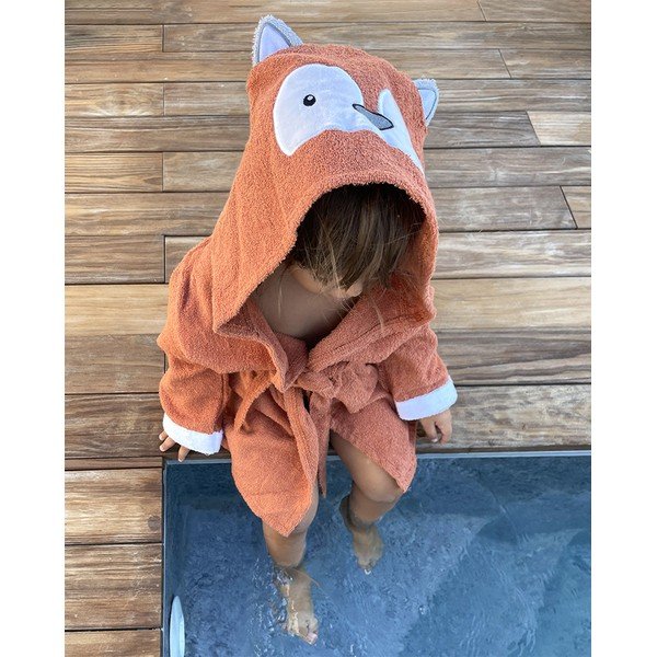 Oranž puuvillane laste hommikumantel, L Fox – Rocket Baby-image-2