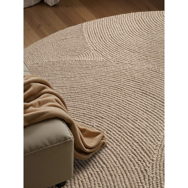 Beež käsitsi kootud ümmargune villane vaip ø 120 cm Eleni Light Beige - Hanse Home-image-3