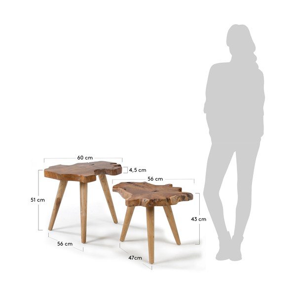 Tiikpuuidst abilauad 2tk komplektis 50x60 cm Hattie - Kave Home-image-3