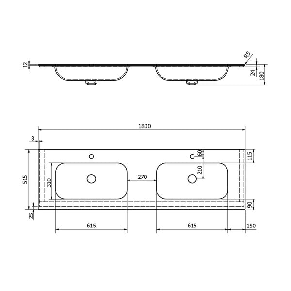 Valge topeltvalamu kunstlik kivi 180x51,5 cm Aruba – Sapho-image-4