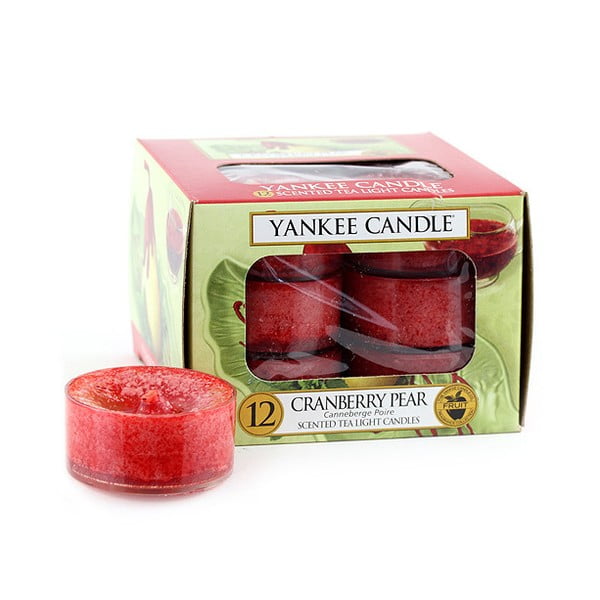 Sada 12 vonných svíček Yankee Candle Hrušky v brusinkovém sirupu, doba hoření 4 - 6 hodin