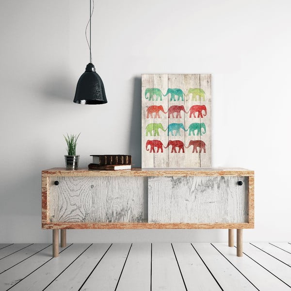 Puidust seinakilp Elevandid kii, 40 x 60 cm Elephant Cue - Surdic-image-1