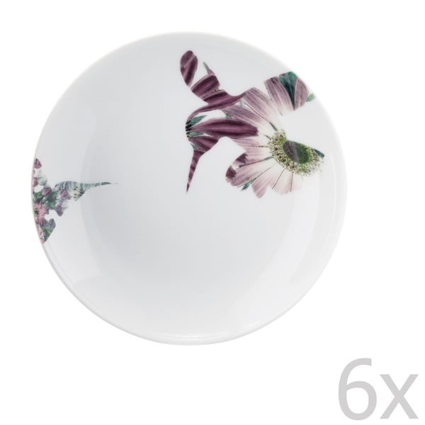 Sada 6 porcelánových dezerní talířů Flutter, 14 cm