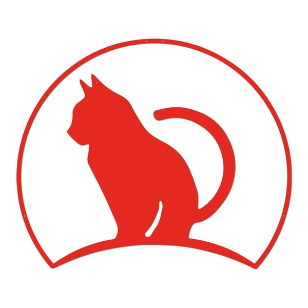 Červená kovová nástěnná dekorace Wall Decor Miss Cat