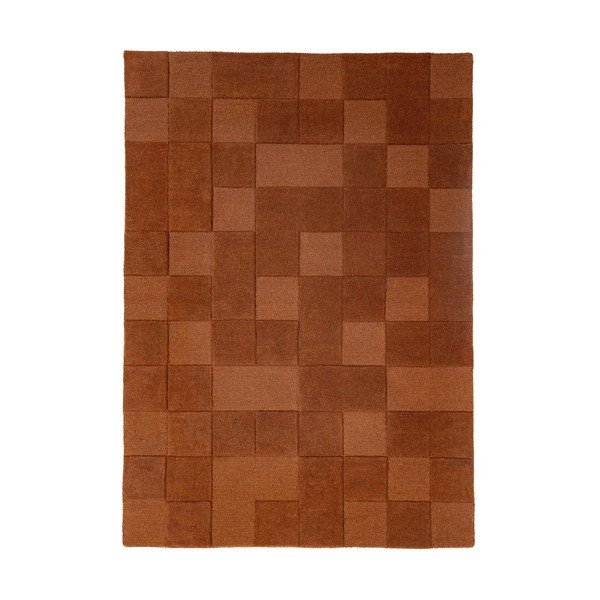 Käsitsi kootud terrakotavärvi villavaip 120x170 cm Checkerboard - Flair Rugs