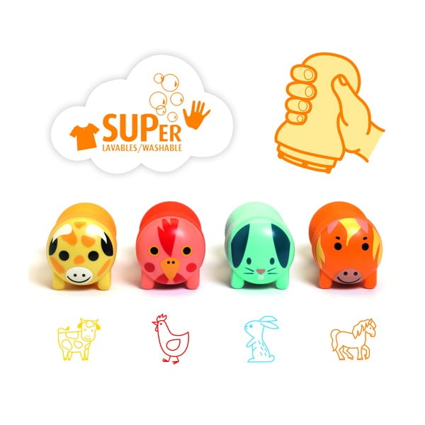 Lastemärgid 4-st komplektis Zvířátka z farmy - Djeco-image-1