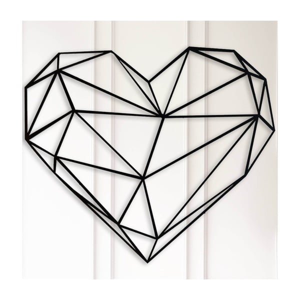 Černá nástěnná dekorace Polygon Heart