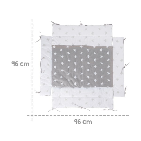 Valge/hall puuvillaseguga võrevoodi äärekate 96 cm Little Stars - Roba-image-2