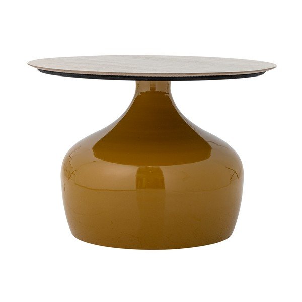 Kollane ümmargune kohvilaud keraamilise pealispinnaga ø 60 cm Lecco - Bloomingville-image-3