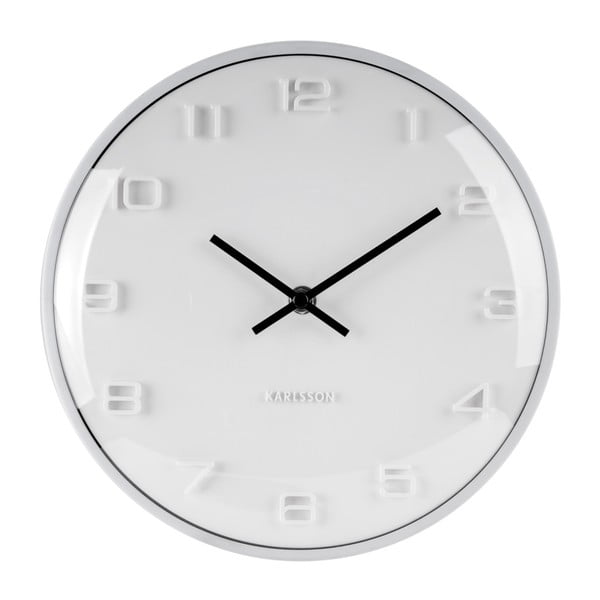 Bílé nástěnné hodiny Karlsson Elevated, ⌀ 25 cm