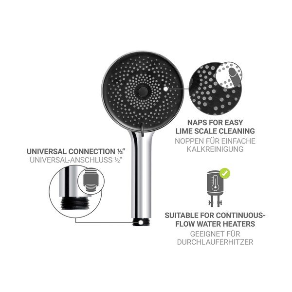 Hõbedane roostevabast terasest dušikomplekt 70 cm Softwater - Wenko-image-2