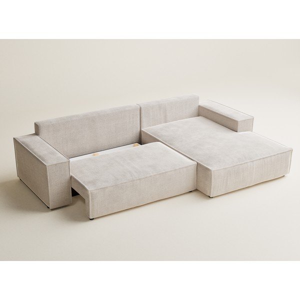 Kreemjas šenilldiivanvoodi/panipaigaga nurgadiivan (parem nurk/diivanvoodiga) Maze - Maison de Rêve-image-3