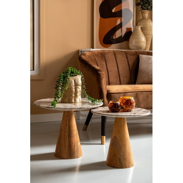 Ümmargune kohvilaud marmorplaadiga ø 50 cm Force - Leitmotiv-image-1