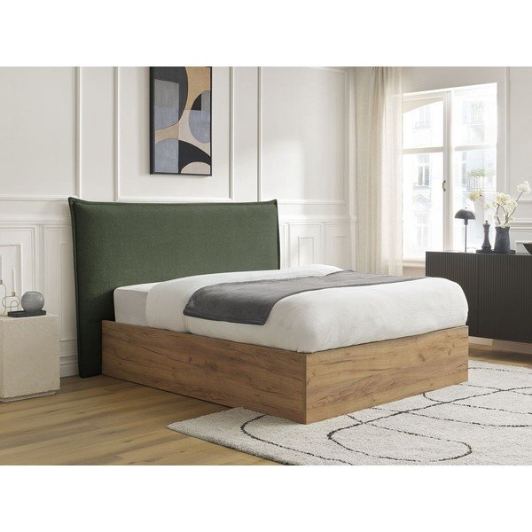 Roheline polsterdatud polsterdatud/puitlaastplaadist kaheinimesevoodi panipaigaga ja liistudest raamiga 160x200 cm Charlie - Bobochic Paris-image-3