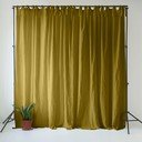 Ookerkollane/roheline linane kardin 140x170 cm Moss Green - Linen Tales