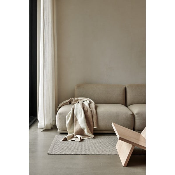 Beež ja kreemikas villane tekk 140x180 cm Bob Mud Vanilla - Pappelina-image-1