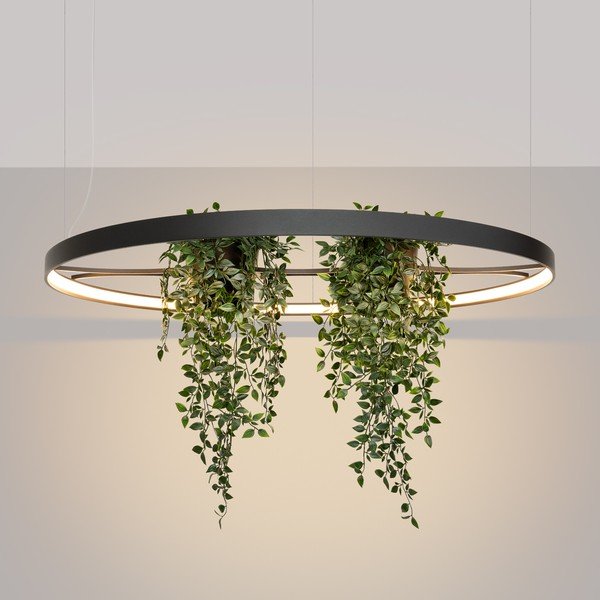 Must alumiiniumist LED-ripplamp ø 110 cm RIO - Thoro-image-1
