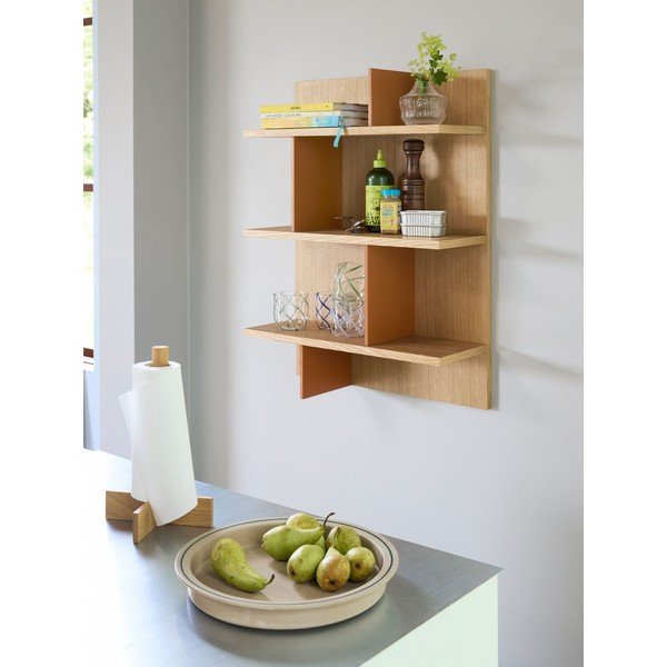 Kahetasandiline riiul naturaalse tammepuust dekooriga 60 cm Stand - Hübsch-image-1