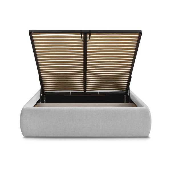 Helehall polsterdatud kaheinimesevoodi koos panipaiga ja voodipõhjaga, ilma peatsita 160x200 cm Inera - Bobochic Paris-image-4