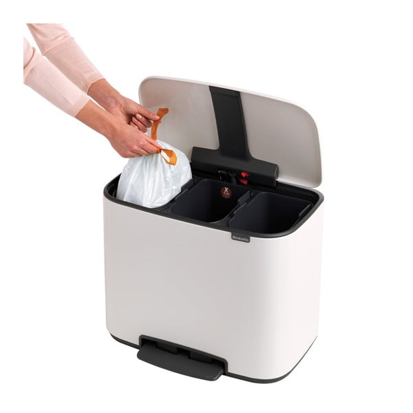 Valge astmeline terasest prügikast sorteeritud jäätmete jaoks 33 l Bo - Brabantia-image-4