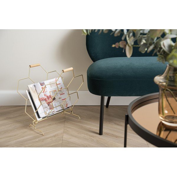 Kuldne metallist ajakirja riiul Honeycomb - PT LIVING-image-1