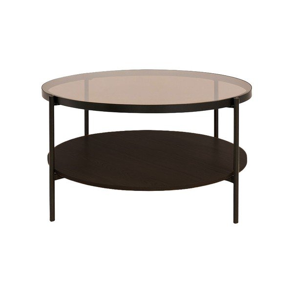 Pruun ümmargune kohvilaud klaasist pealispinnaga, ø 84 cm Hassel - Unique Furniture