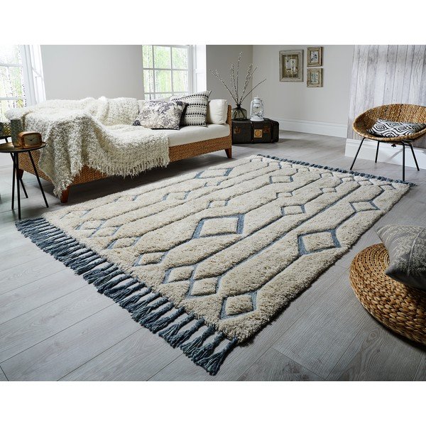 Béžovo-modrý ručně tkaný koberec Flair Rugs Solitaire Sion, 160 x 230 cm-image-2