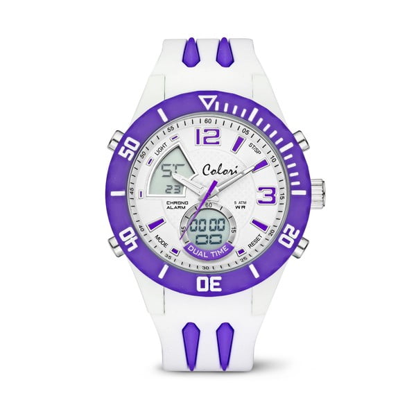 Hodinky Colori Anadigi 48 White Neon Purple