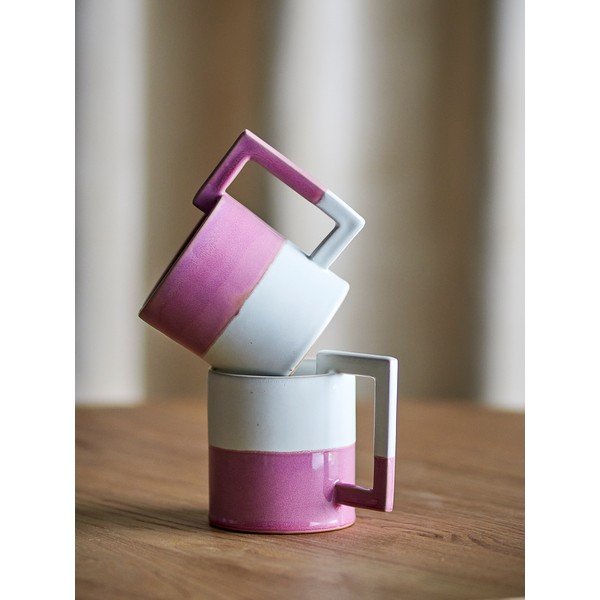Roosad/kreemjad keraamilised kruusid komplektis 2 tk 375 ml Ranya - Bloomingville-image-1