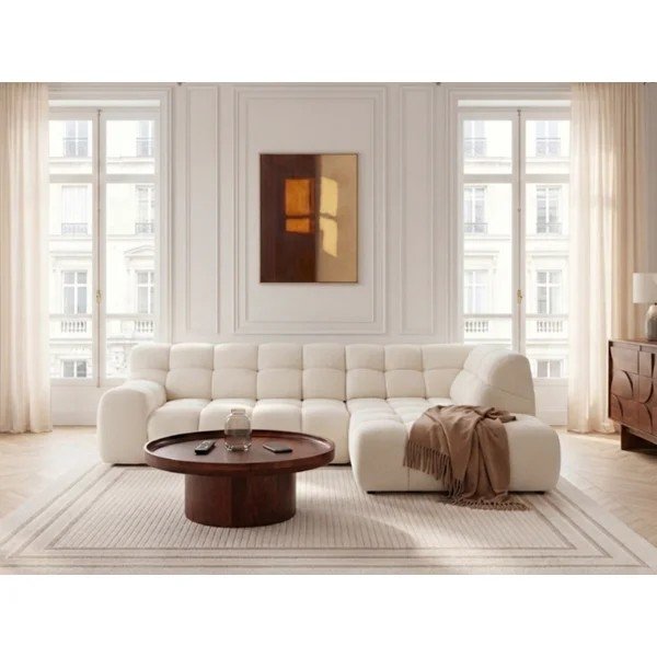 Valge diivanvoodi/elektrilise istmepikendusega nurgadiivan (parem nurk/L-kujuline) Andre - Bobochic Paris-image-1