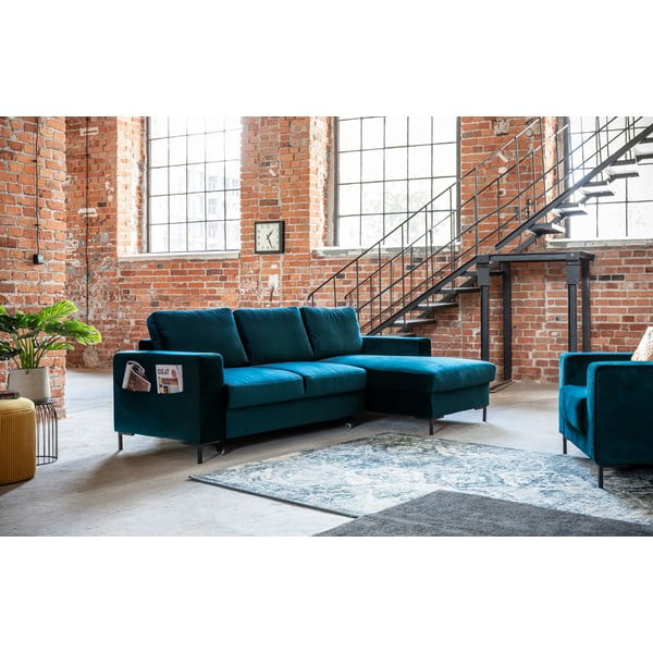 Petrooli sinine sametne nurgadiivan , paremas nurgas Lofty Lilly - Miuform-image-3