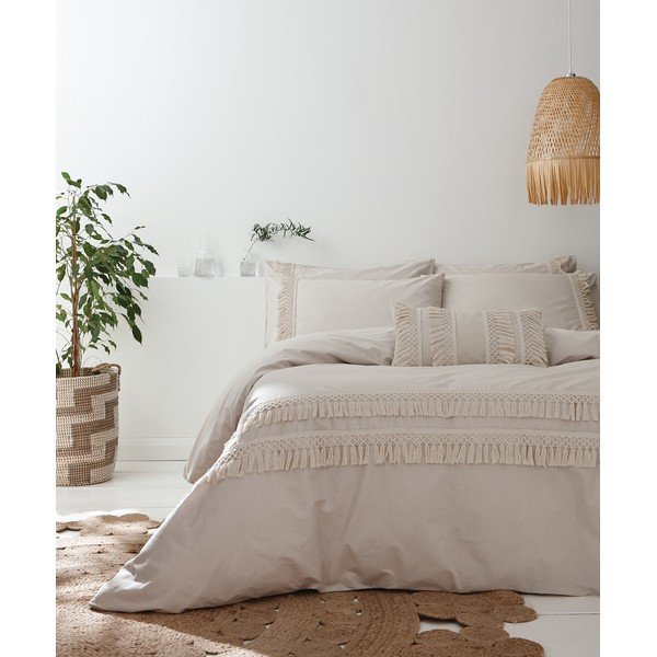 Hall ja beež puuvillane voodipesu , 200 x 200 cm Izmir - Pineapple Elephant-image-4