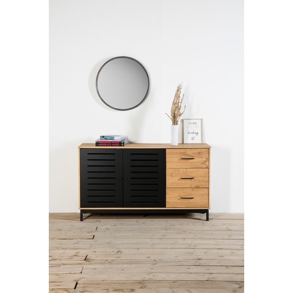 Puidust konstruktsiooniga ja mustade detailidega kapp, laius 141 cm Alessia - Marckeric-image-1