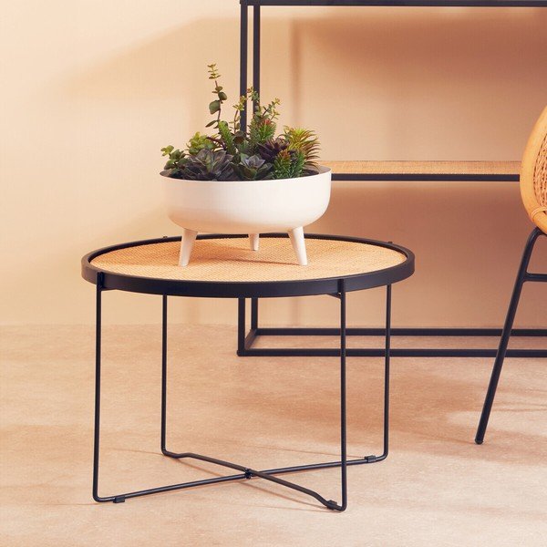 Rotangist ümmargune kohvilaud naturaalses värvitoonis ø 60 cm Depok - Premier Housewares-image-4
