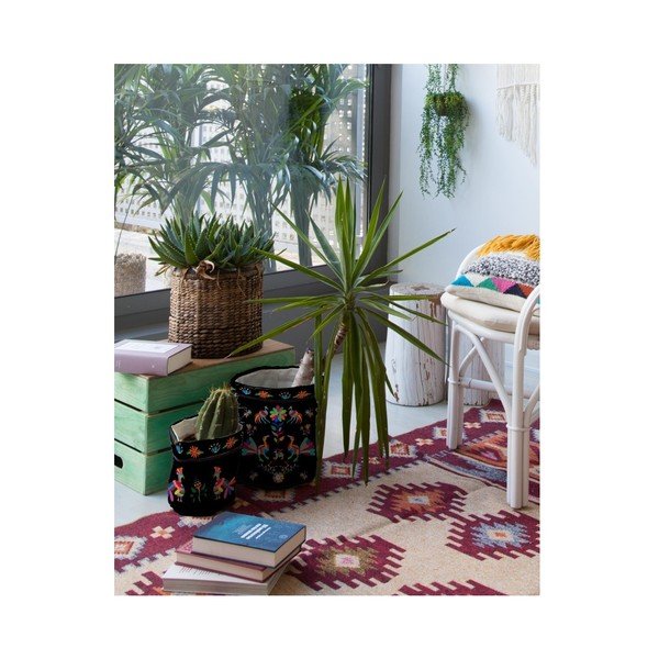 2 tekstiilist poti katte komplekt Animals Otomi Negro - Madre Selva-image-1