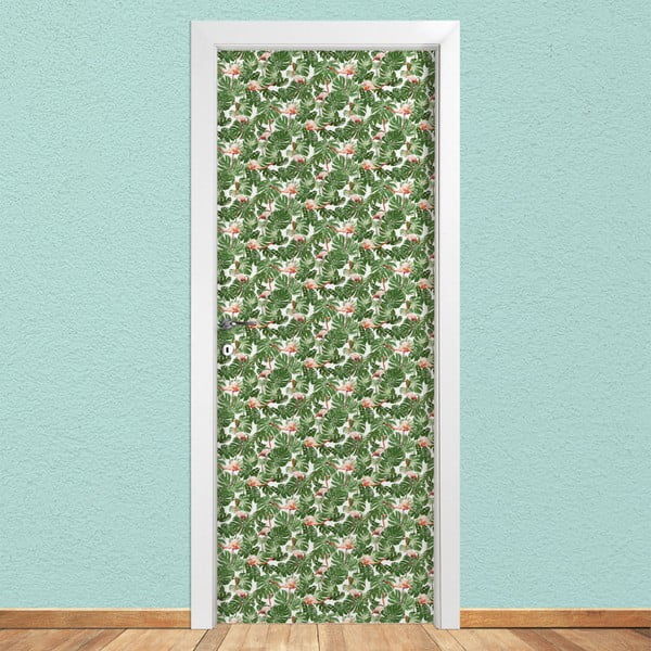 Samolepka na dveře LineArtistica Verde e Rosa, 80 x 215 cm