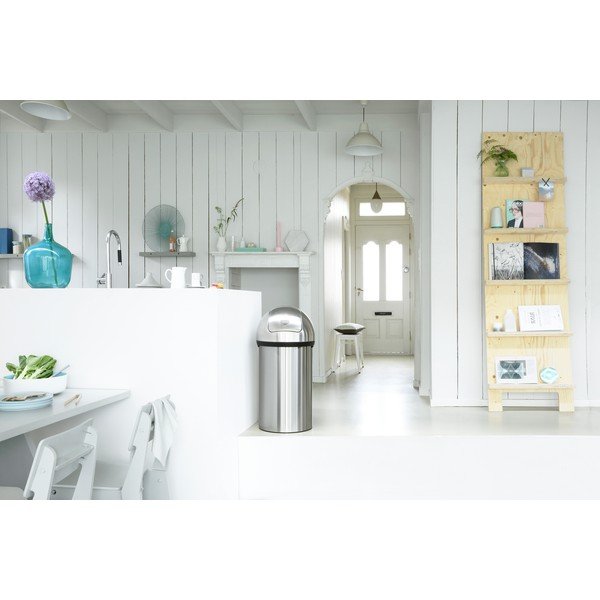 Matt hõbedane terasest prügikast 60 l Push Bin - Brabantia-image-1
